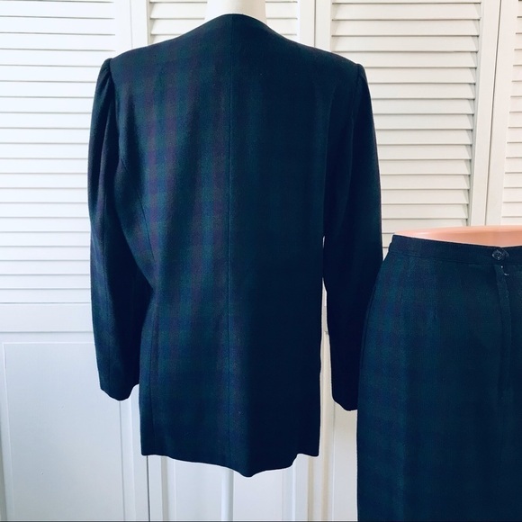 LE SUIT Plaid Fully Lined Polyester Blend 2 Piece Skirt Suit Size 14 - Picture 9 of 14
